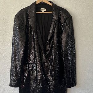 Open Edit Black Sequin Blazer